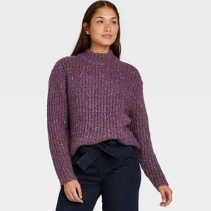 A New Day Women's Mock Turtleneck Pullover Sweater Size XS Purple NWT